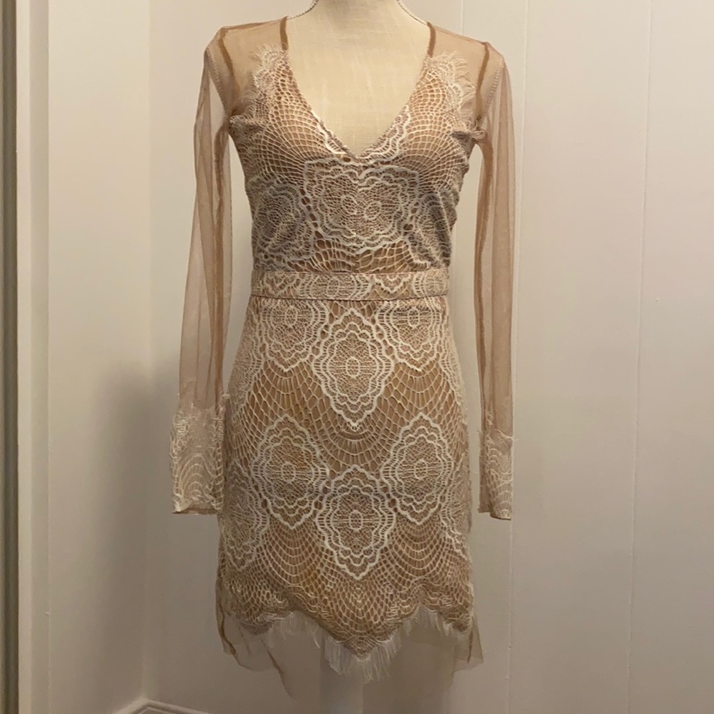 White lace/sheer Luxxel Dress. Size Small. Worn twice.